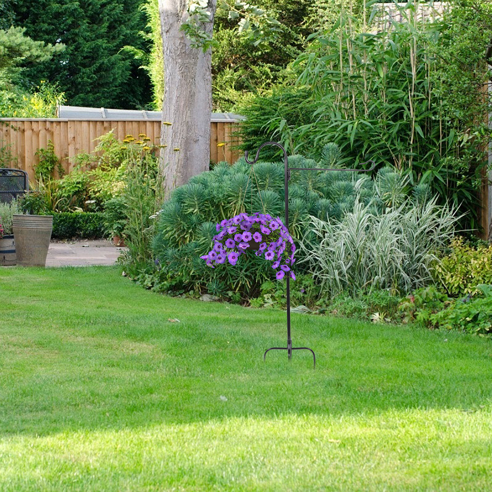 Outdoor Lighting Ground Fixtures - Premium Iron Shepherd Hook Upright Ground