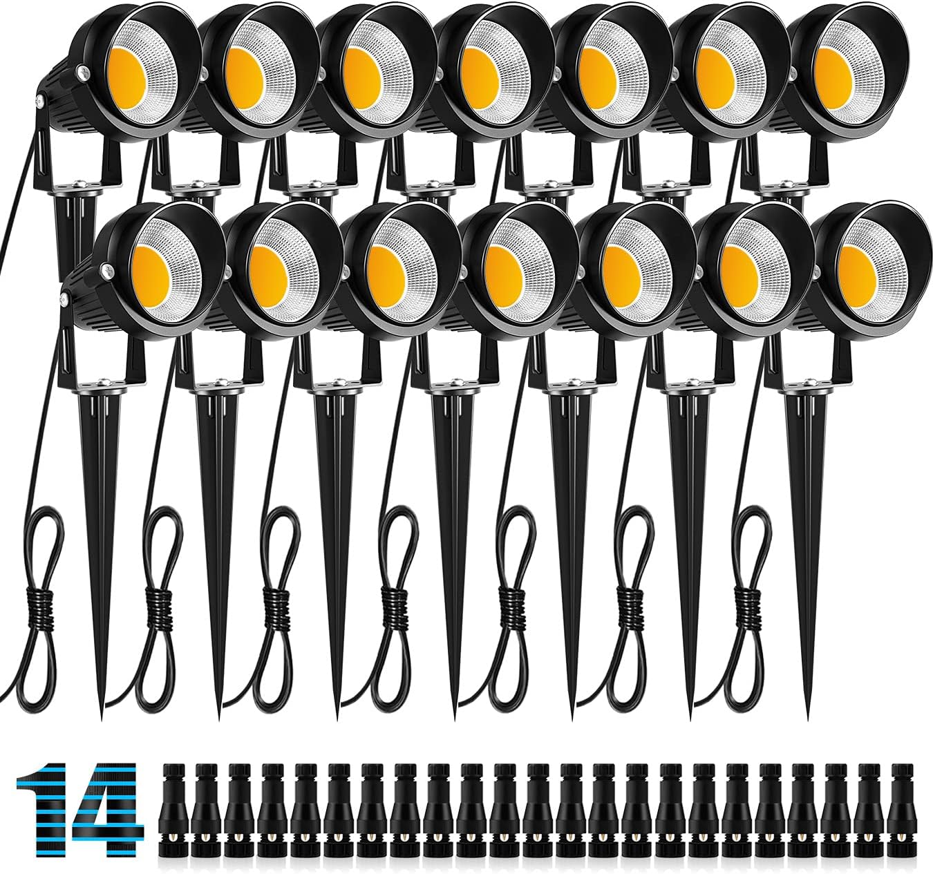 Outdoor Lighting For Garden - 10W LED Landscape Lights with Connectors,
