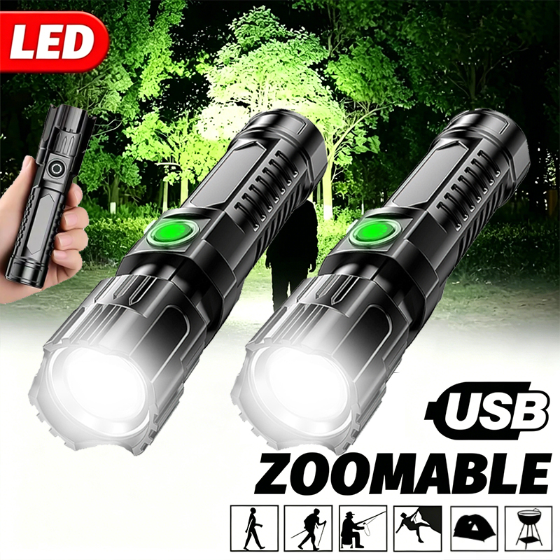 Outdoor Lighting Spotlight - Super Bright LED Flashlight USB Rechargeable