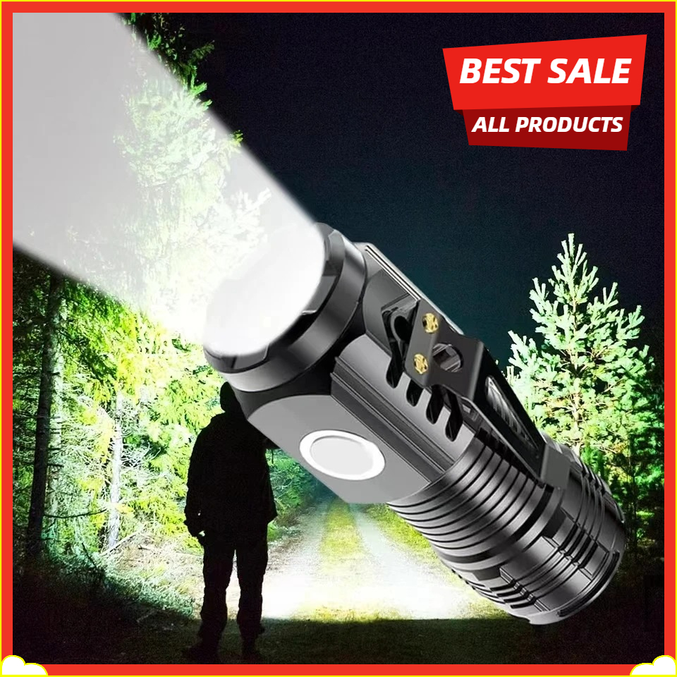 Outdoor Lighting On House - LED Strong Light Flashlight Rechargeable Multi