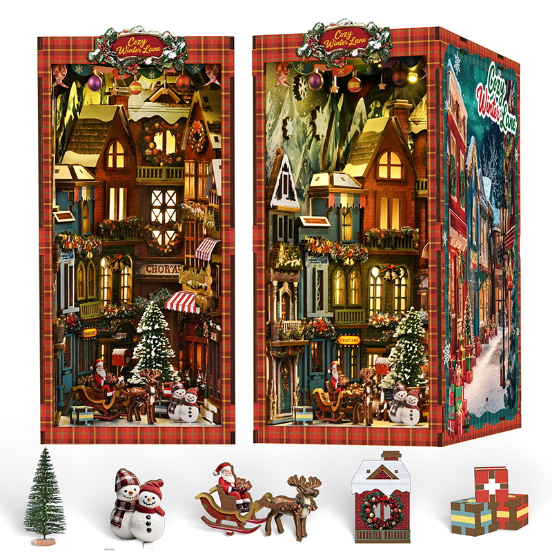 Outdoor Lighting Xmas - NEW DIY Book Nook Wooden Miniature