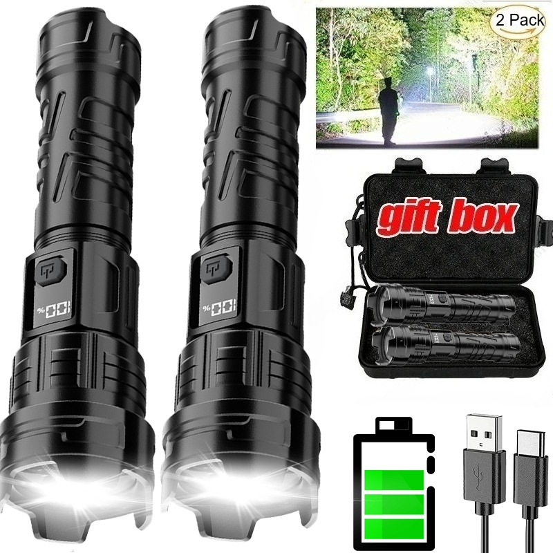 Outdoor Lighting Replacement Bulbs - Super Bright LED Flashlight USB Rechargeable