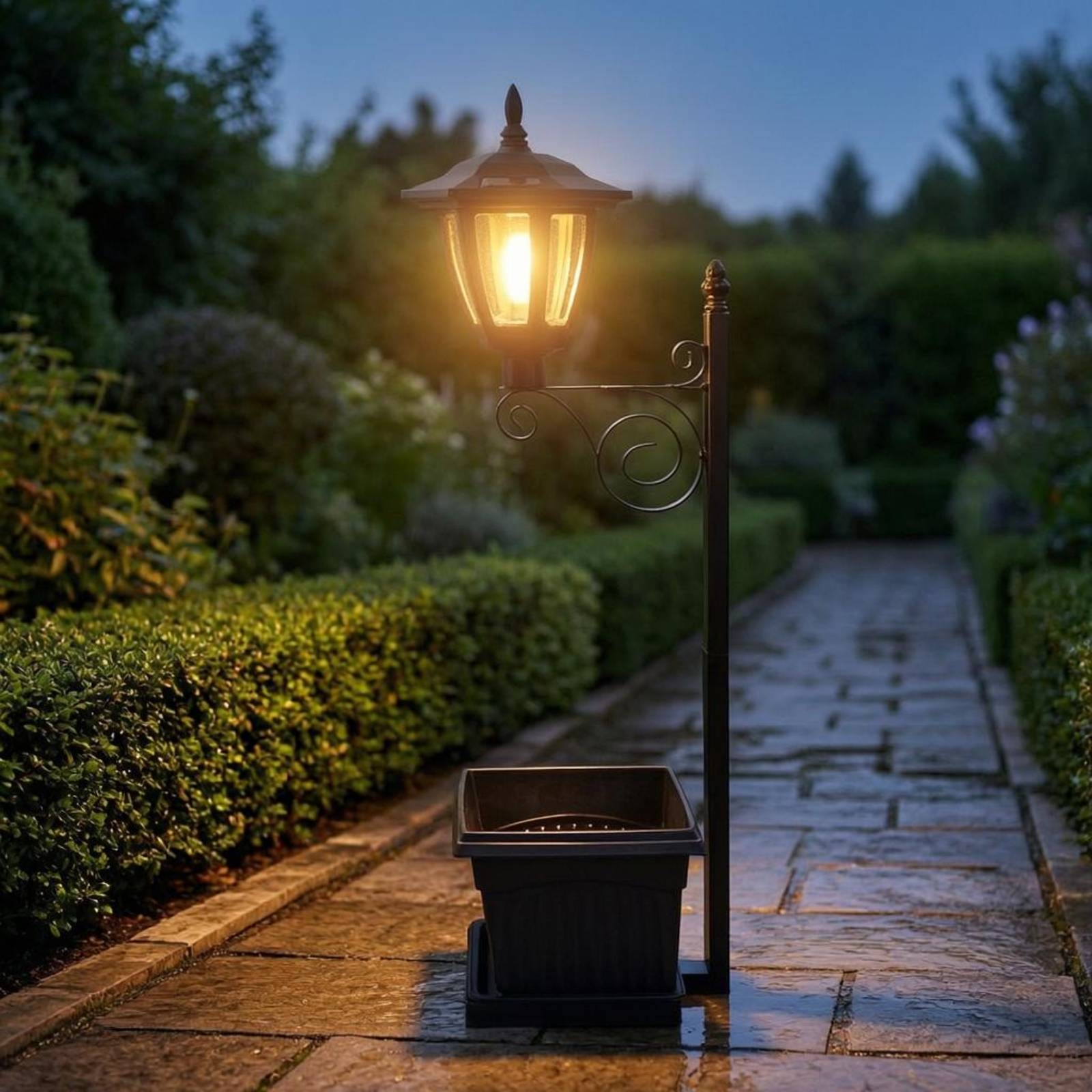 Solar Flower Pot Light Wrought - Outdoor Lighting Design ulasan dan harga