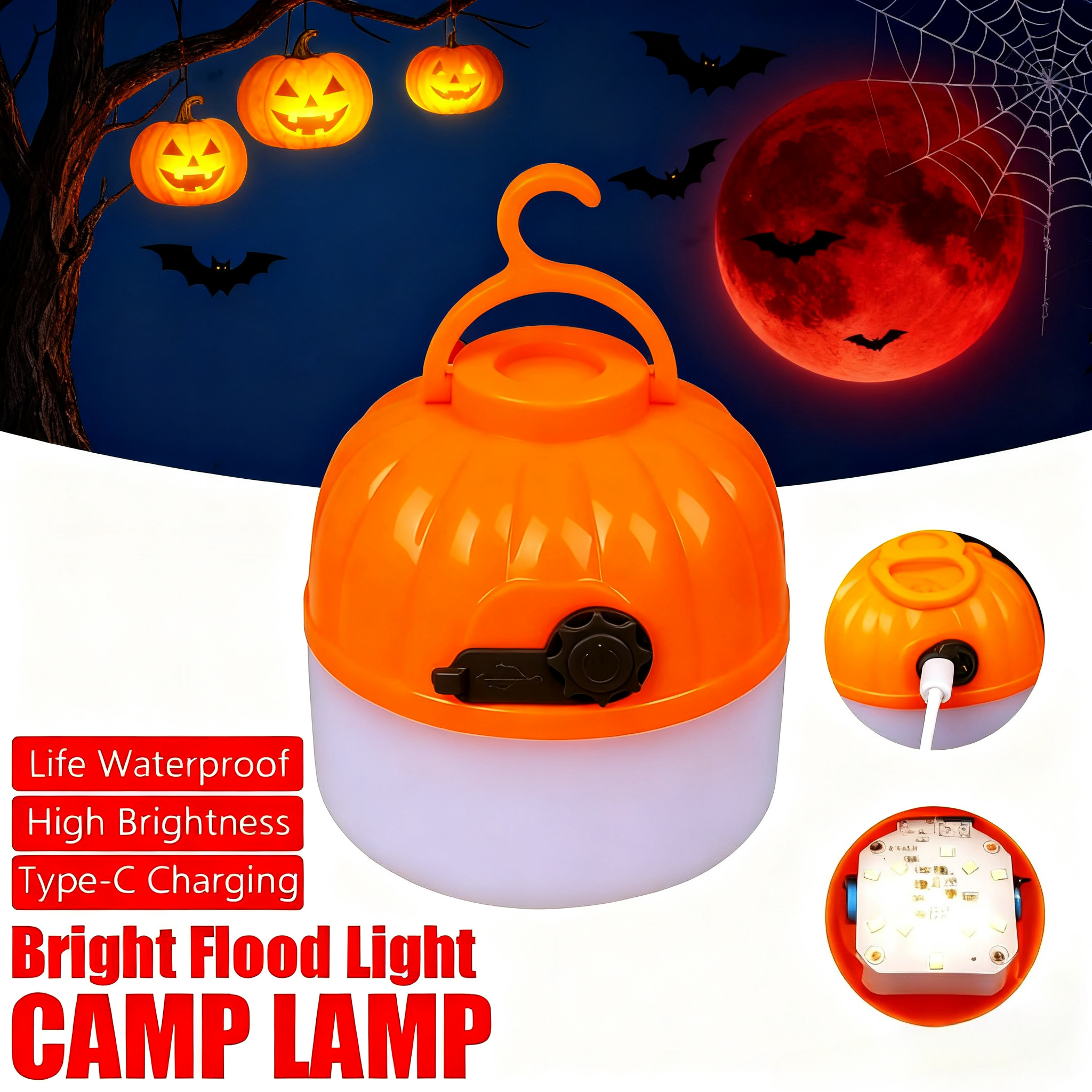Mini Portable Halloween Pumpki - Led Flood Light ulasan dan harga