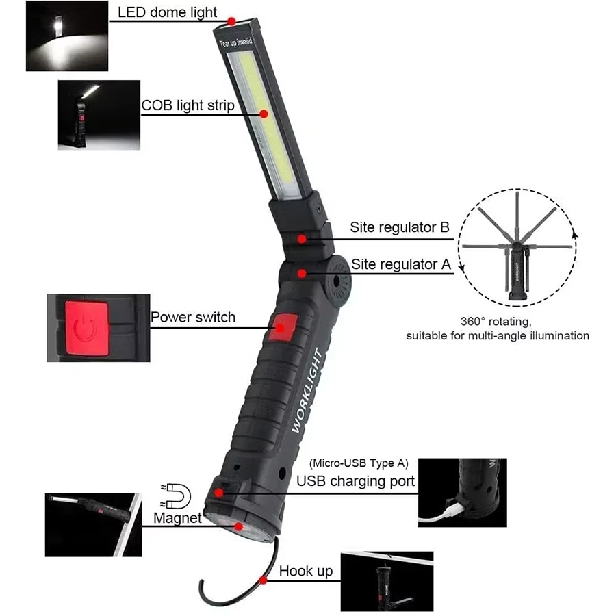 Portable LED Flashlight with M - Outdoor Lighting Beacon ulasan dan harga