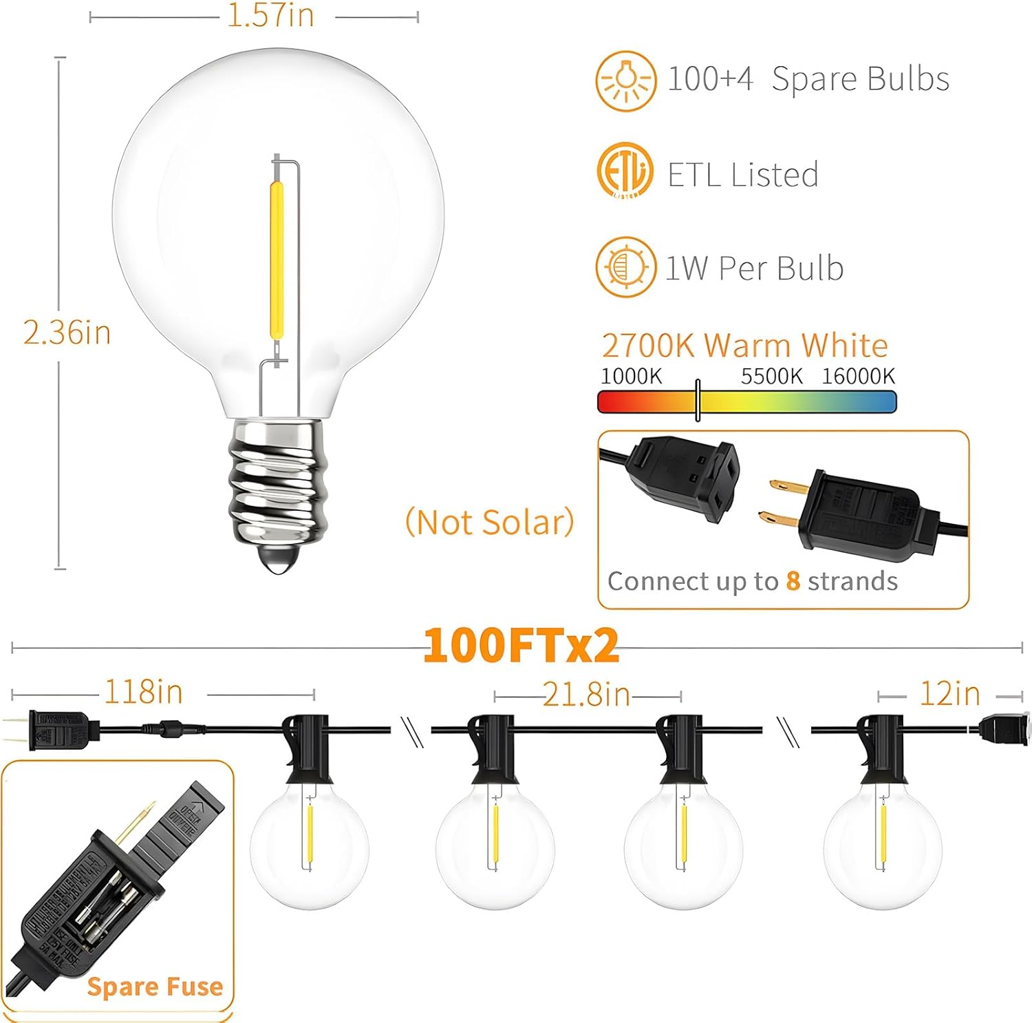 200FT Outdoor String Lights wi - String Light Bistro ulasan dan harga