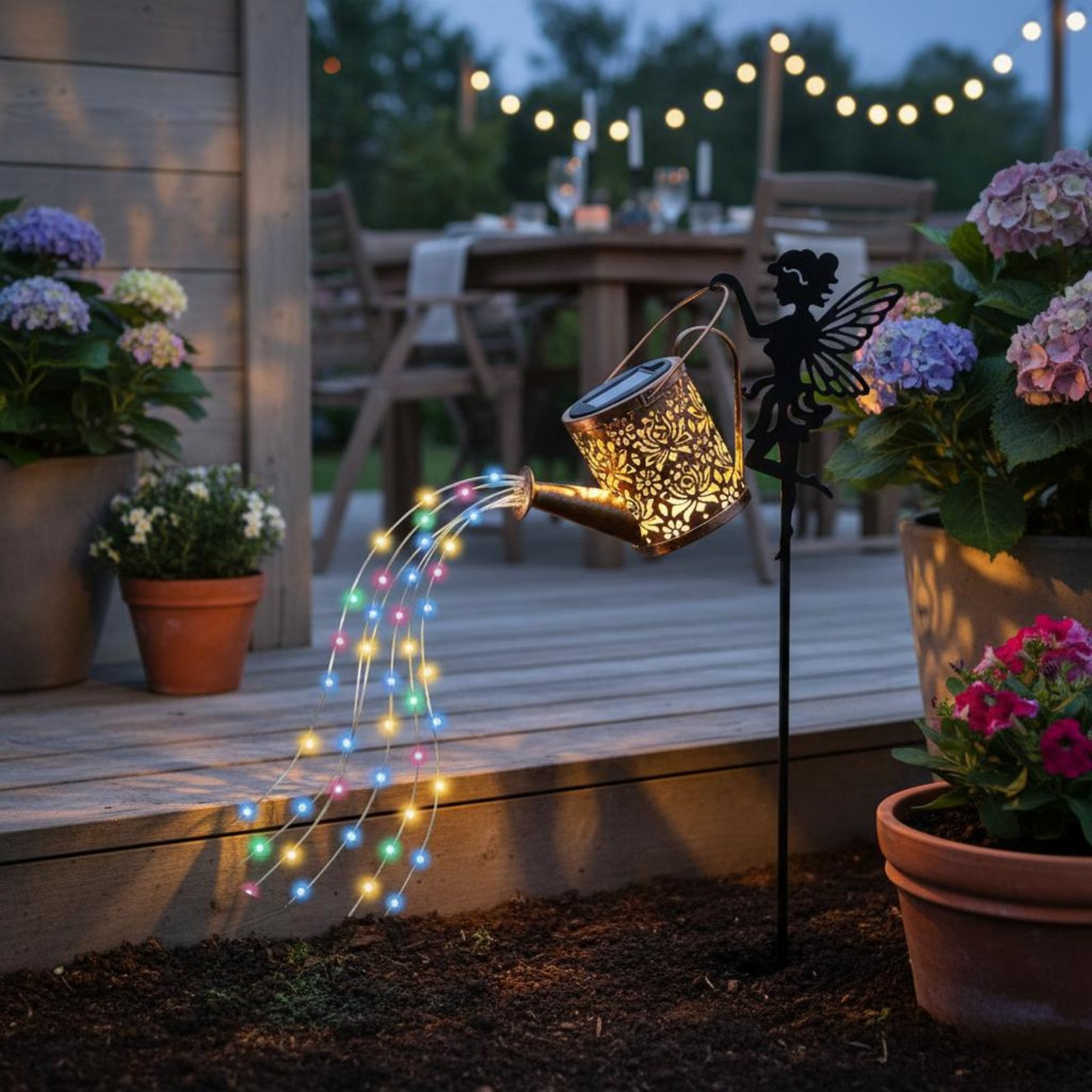 Solar Fairy Watering Can Light - Outdoor Lighting Yard Decoration ulasan dan harga