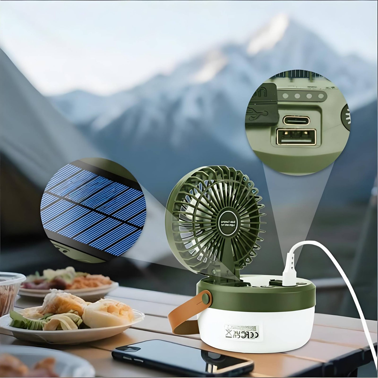Solar Camping Fan Lantern Fold - Outdoor Lighting Design ulasan dan harga