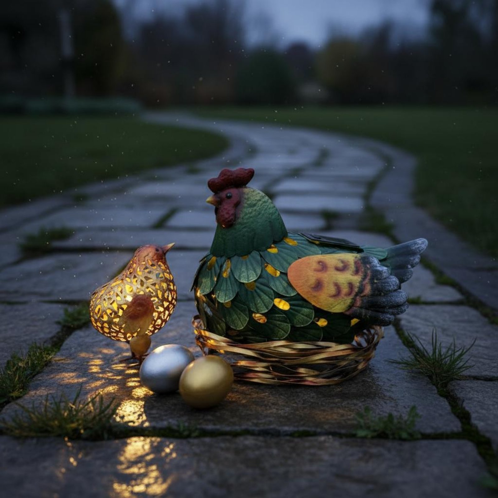 Solar Lantern Chicken Statue O - Outdoor Lighting Yard Decoration ulasan dan harga