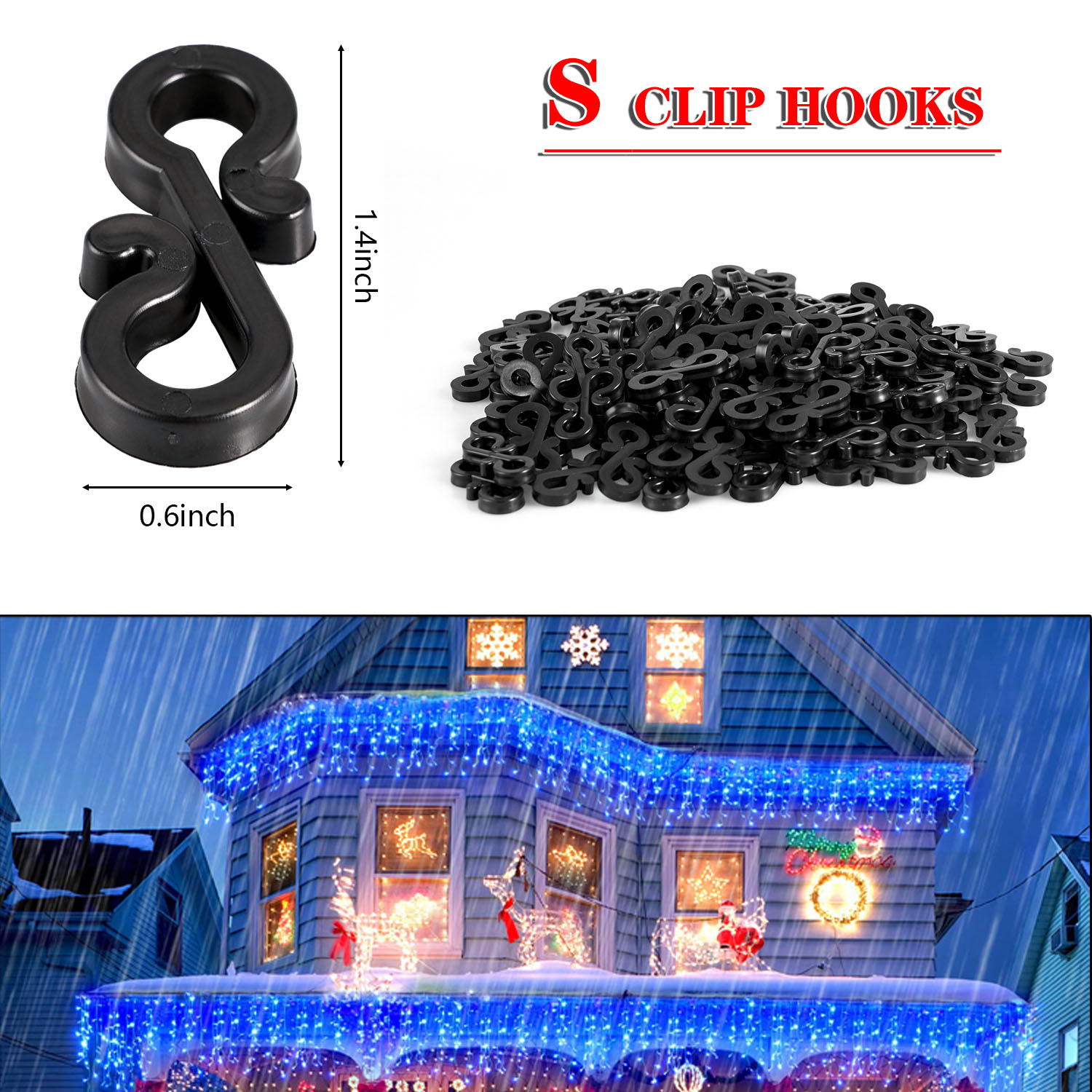 120Pcs Plastic Hooks Gutter Ho - Outdoor Lighting Xmas ulasan dan harga