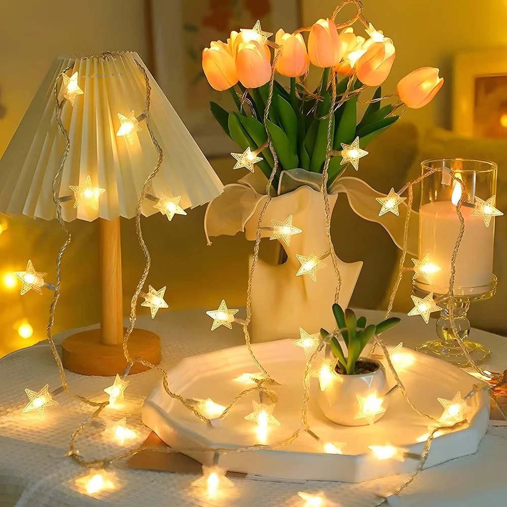 LED Star String Lights USB/Bat - Outdoor Lighting On House ulasan dan harga