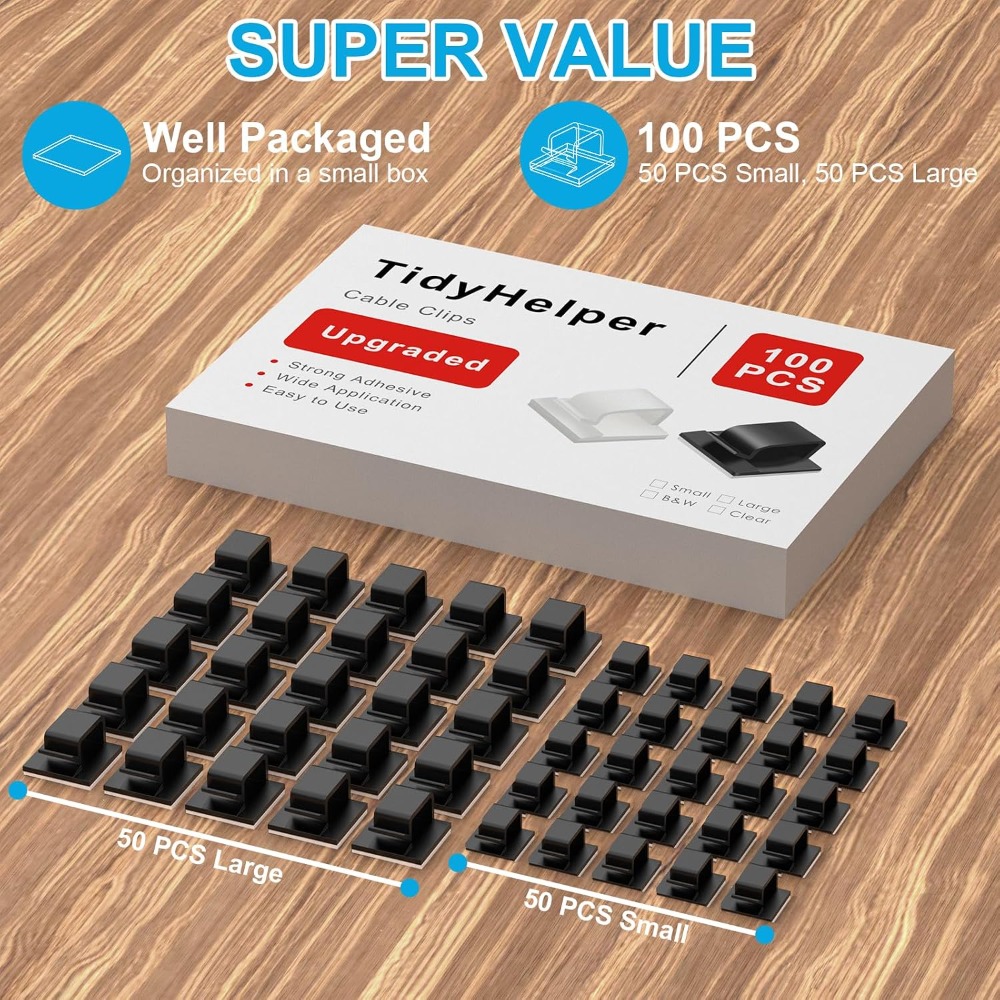 100 PCS Adhesive Cable Clips,  - Outdoor Lighting Extension Cable ulasan dan harga