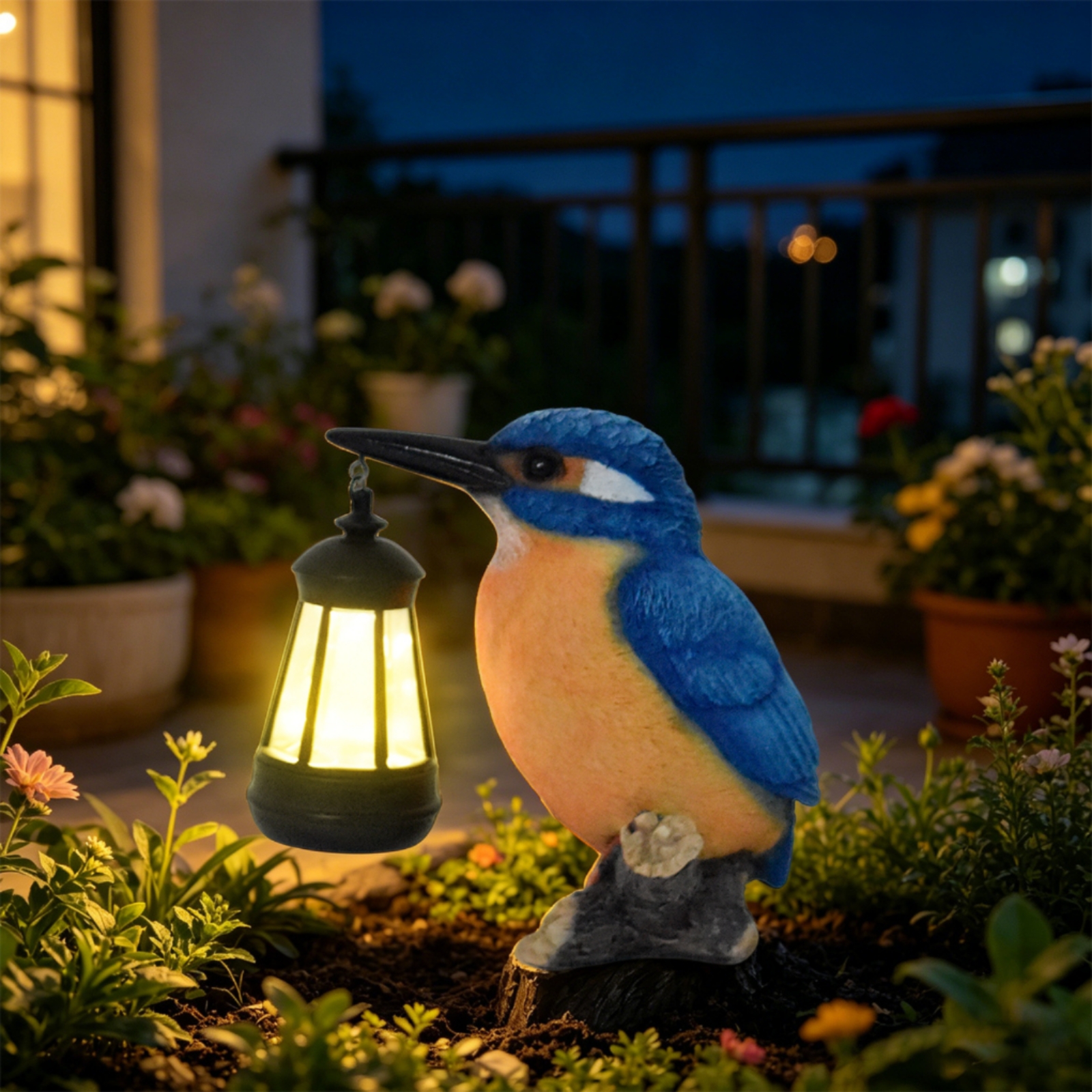 Solar Kingfisher Statue Resin  - Outdoor Lighting Design ulasan dan harga