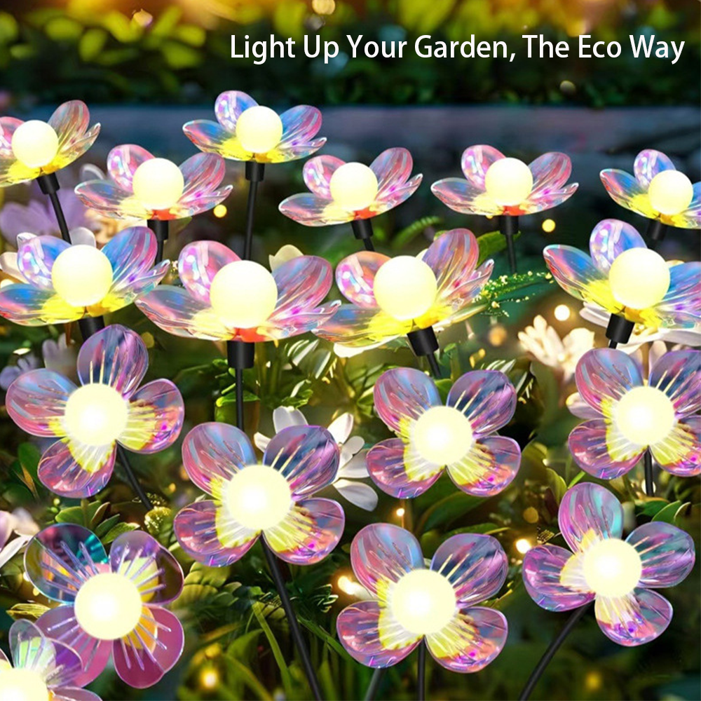Solar Garden Flower Lights – C - Outdoor Lighting Yard Decoration ulasan dan harga