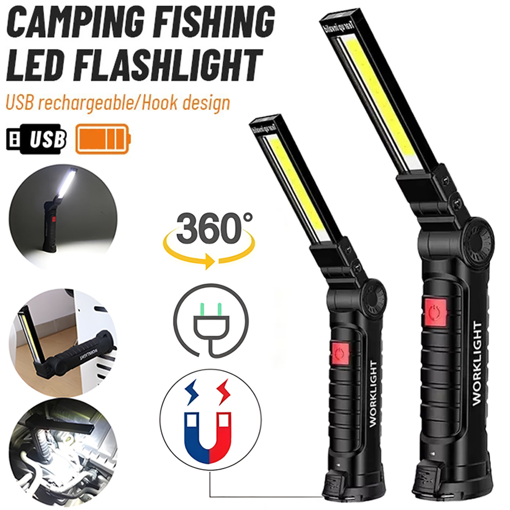 LED COB Flashlight USB Recharg - Outdoor Lighting Beacon ulasan dan harga