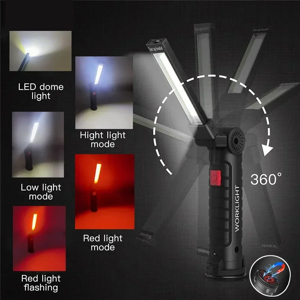 LED COB Flashlight USB Recharg - Outdoor Lighting Beacon ulasan dan harga