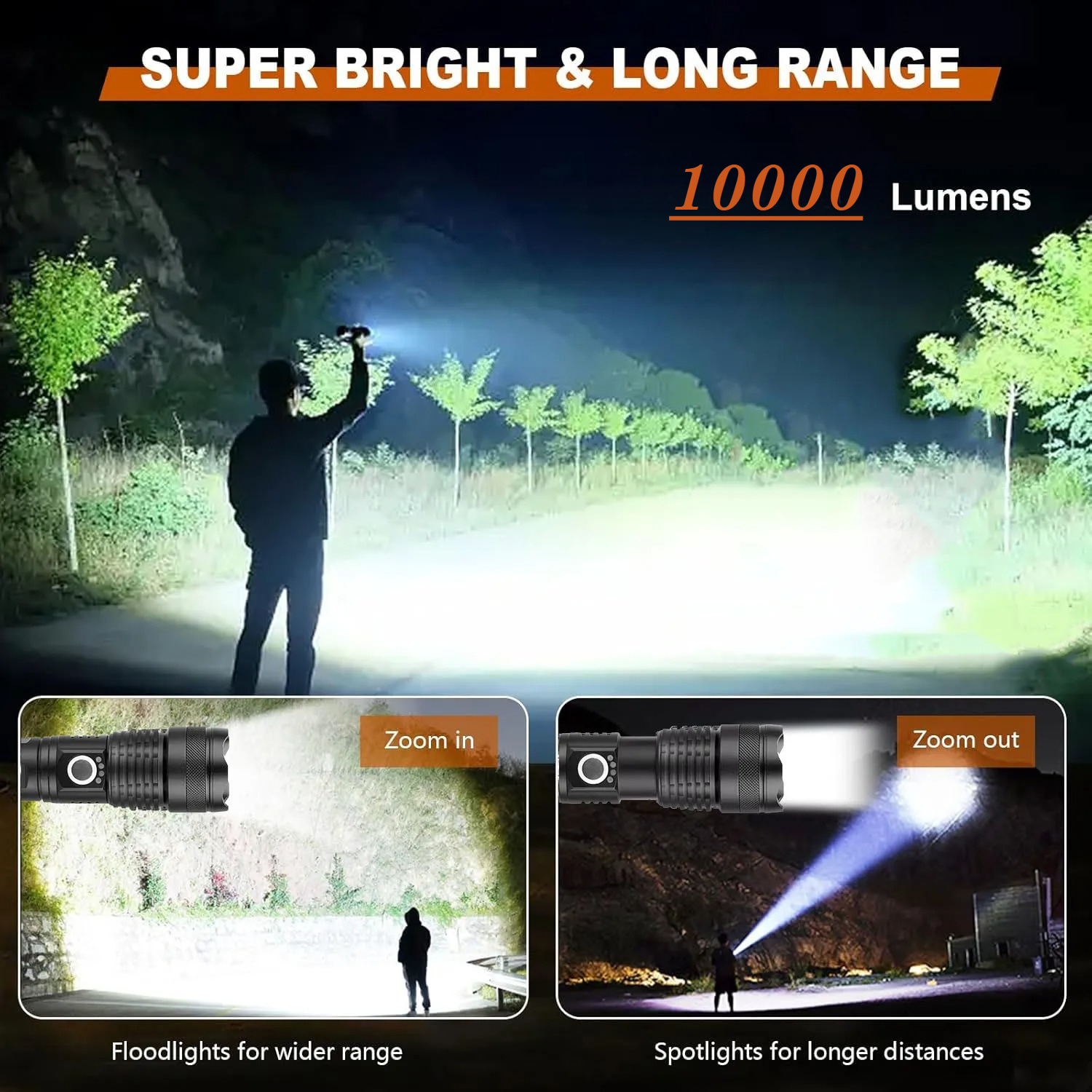 High Power LED Flashlight Rech - Outdoor Lighting Portable ulasan dan harga