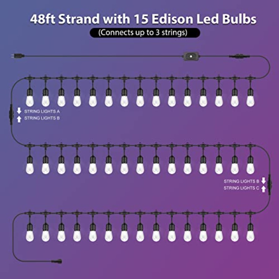 144Ft 3x48ft Multicolor Outdoo - String Light Bistro ulasan dan harga