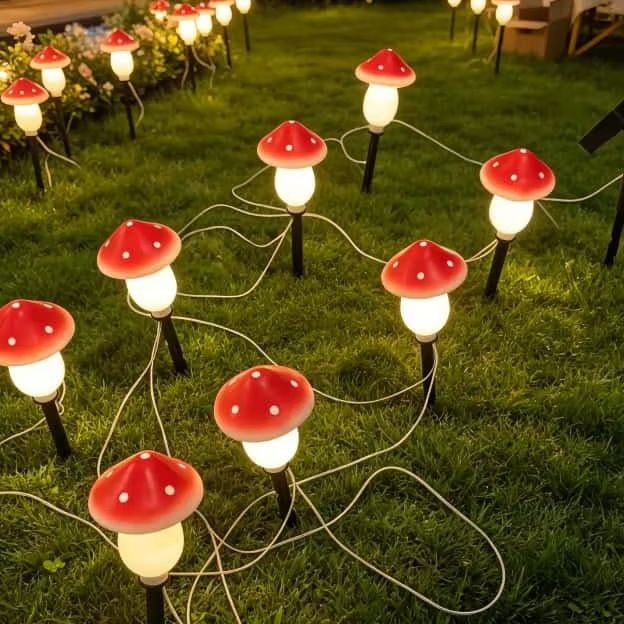 Solar Mushroom String Lights W - Outdoor Lighting Yard Decoration ulasan dan harga