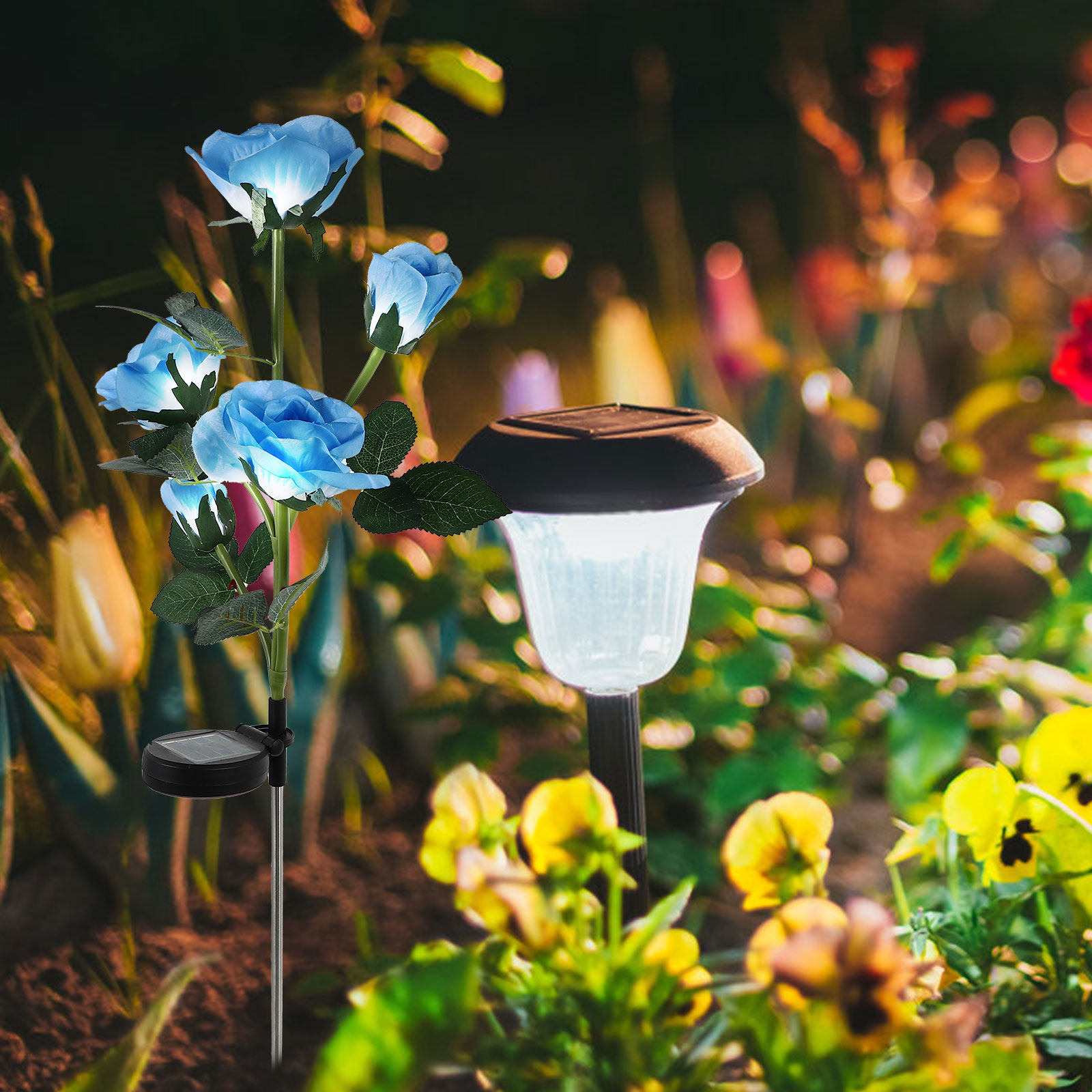 1Pcs Rose Garden Solar Lamp Wa - Outdoor Lighting Yard Decoration ulasan dan harga