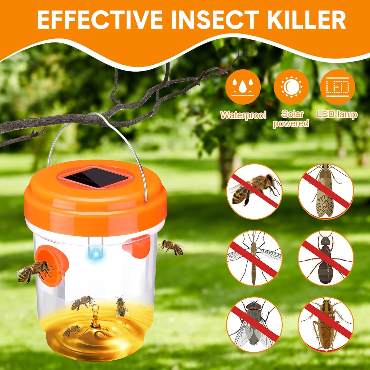 1-6PCS Solar Wasp Trap Waterpr - Outdoor Lighting On House ulasan dan harga